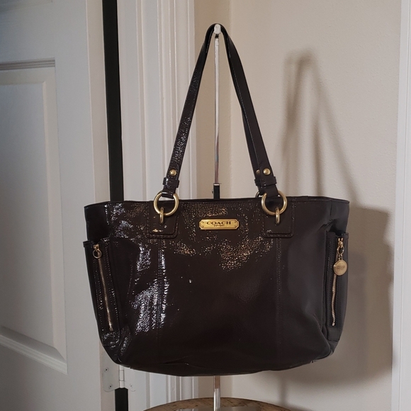 Coach patent leather brown shoulder bag
